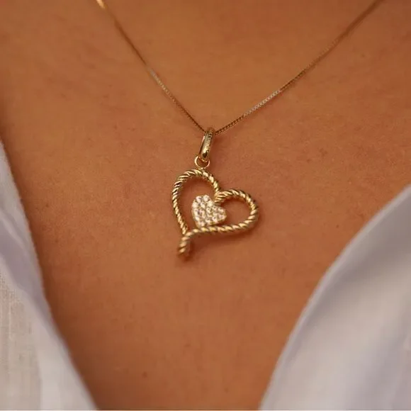 14K Solid Gold Heart Charm | Elegant Gold Pendant | Symbol of Love - Picture 4 of 6